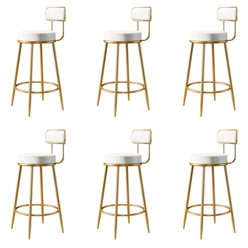 Glam Armless Backrest Counter Stool Iron Counter Stool with Cushion and Pedal Gloss White 6 Piece Set Clearhalo 'Bar Furniture' 'Bar Stools' 'bar_stools' 'furn' 'furn_bar_stools' 'Furniture' 'Kitchen & Dining Furniture' 6580140