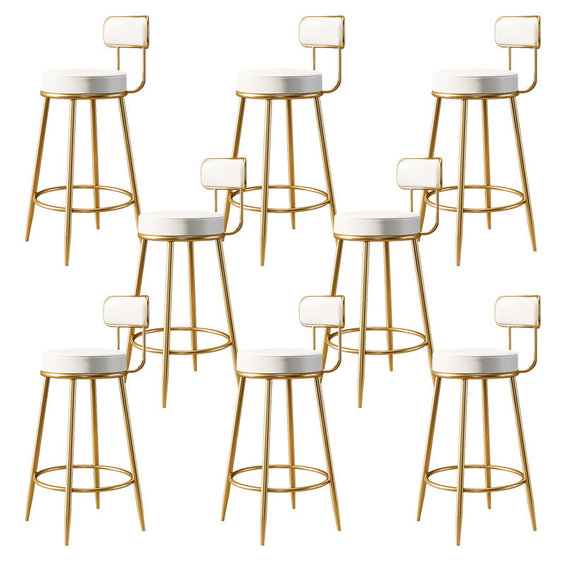 Glam Armless Backrest Counter Stool Iron Counter Stool with Cushion and Pedal Gloss White 8 Piece Set Clearhalo 'Bar Furniture' 'Bar Stools' 'bar_stools' 'furn' 'furn_bar_stools' 'Furniture' 'Kitchen & Dining Furniture' 6580141
