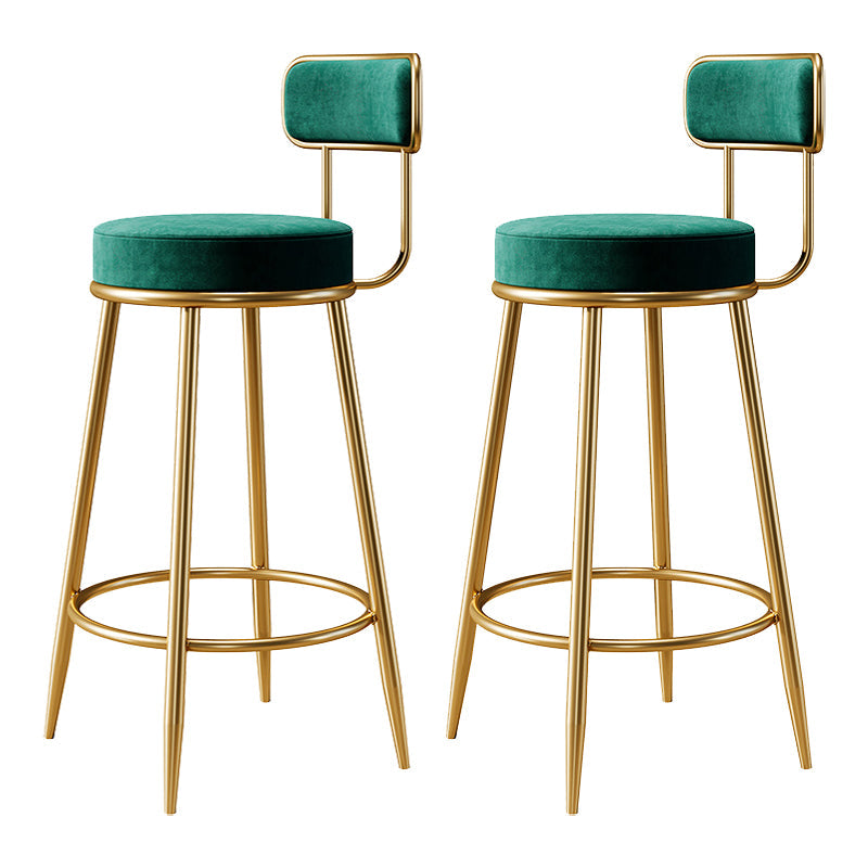 Glam Armless Backrest Counter Stool Iron Counter Stool with Cushion and Pedal Blackish Green 2 Piece Set Clearhalo 'Bar Furniture' 'Bar Stools' 'bar_stools' 'furn' 'furn_bar_stools' 'Furniture' 'Kitchen & Dining Furniture' 6580143