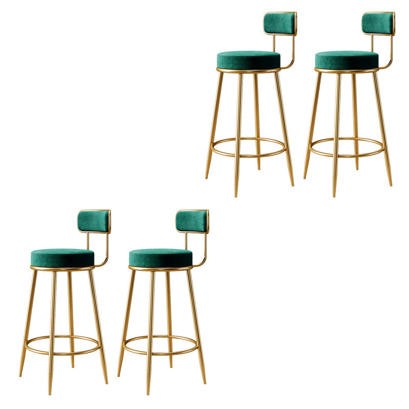 Glam Armless Backrest Counter Stool Iron Counter Stool with Cushion and Pedal Blackish Green 4 Piece Set Clearhalo 'Bar Furniture' 'Bar Stools' 'bar_stools' 'furn' 'furn_bar_stools' 'Furniture' 'Kitchen & Dining Furniture' 6580144