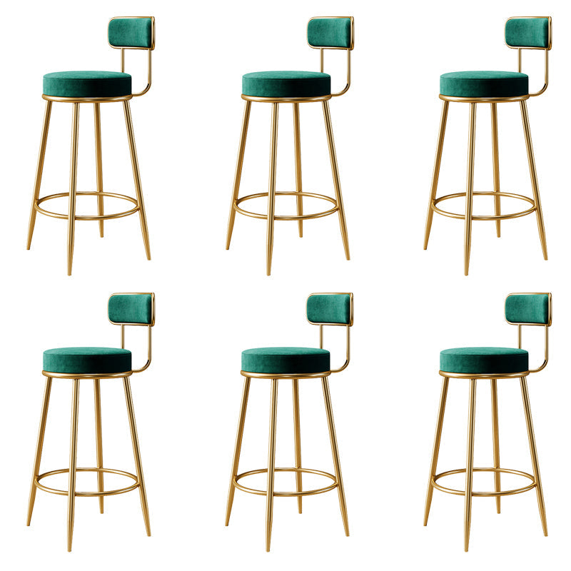 Glam Armless Backrest Counter Stool Iron Counter Stool with Cushion and Pedal Blackish Green 6 Piece Set Clearhalo 'Bar Furniture' 'Bar Stools' 'bar_stools' 'furn' 'furn_bar_stools' 'Furniture' 'Kitchen & Dining Furniture' 6580145