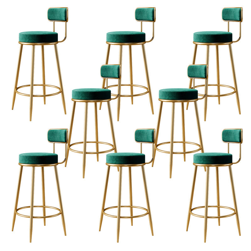 Glam Armless Backrest Counter Stool Iron Counter Stool with Cushion and Pedal Blackish Green 8 Piece Set Clearhalo 'Bar Furniture' 'Bar Stools' 'bar_stools' 'furn' 'furn_bar_stools' 'Furniture' 'Kitchen & Dining Furniture' 6580146