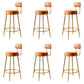 Glam Armless Backrest Counter Stool Iron Counter Stool with Cushion and Pedal Orange 6 Piece Set Clearhalo 'Bar Furniture' 'Bar Stools' 'bar_stools' 'furn' 'furn_bar_stools' 'Furniture' 'Kitchen & Dining Furniture' 6580149