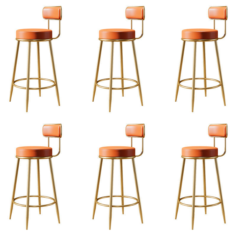 Glam Armless Backrest Counter Stool Iron Counter Stool with Cushion and Pedal Orange 6 Piece Set Clearhalo 'Bar Furniture' 'Bar Stools' 'bar_stools' 'furn' 'furn_bar_stools' 'Furniture' 'Kitchen & Dining Furniture' 6580149