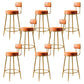 Glam Armless Backrest Counter Stool Iron Counter Stool with Cushion and Pedal Orange 8 Piece Set Clearhalo 'Bar Furniture' 'Bar Stools' 'bar_stools' 'furn' 'furn_bar_stools' 'Furniture' 'Kitchen & Dining Furniture' 6580150