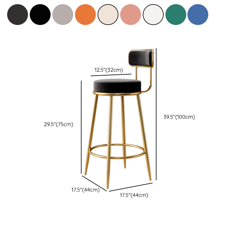 Glam Armless Backrest Counter Stool Iron Counter Stool with Cushion and Pedal Clearhalo 'Bar Furniture' 'Bar Stools' 'bar_stools' 'furn' 'furn_bar_stools' 'Furniture' 'Kitchen & Dining Furniture' 6580152
