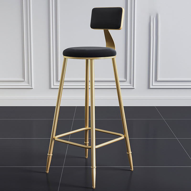Tabouret de comptoir de dos de dossier sans bras glamour avec coussin de velours pour café