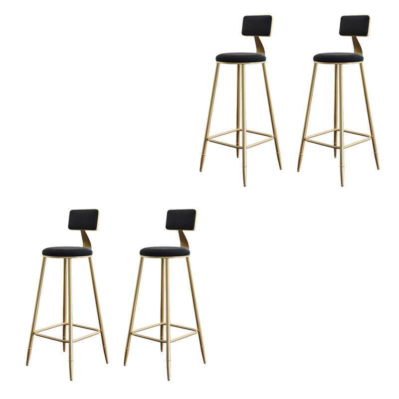 Glam Armless Backrest Counter Stool Iron Bar Stool with Velvet Cushion for Cafe