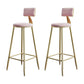 Glam Armless Backrest Counter Stool Iron Bar Stool with Velvet Cushion for Cafe