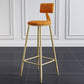 Glam Armless Backrest Counter Stool Iron Bar Stool with Velvet Cushion for Cafe