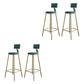 Glam Armless Backrest Counter Stool Iron Bar Stool with Velvet Cushion for Cafe