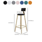 Glam Armless Backrest Counter Stool Iron Bar Stool with Velvet Cushion for Cafe