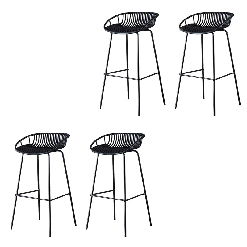 Industrial Metal Dining Stool Backless Bar Stool with Footrest