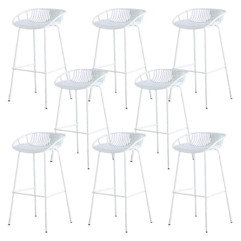 Industrial Metal Dining Stool Backless Bar Stool with Footrest