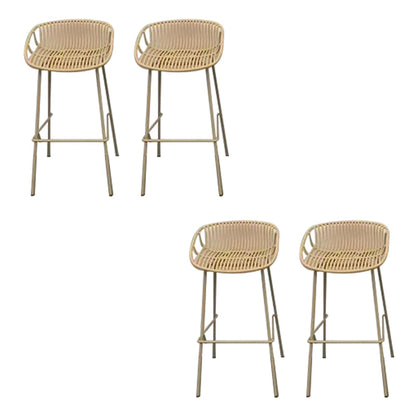 Industrial Metal Dining Stool Backless Bar Stool with Footrest