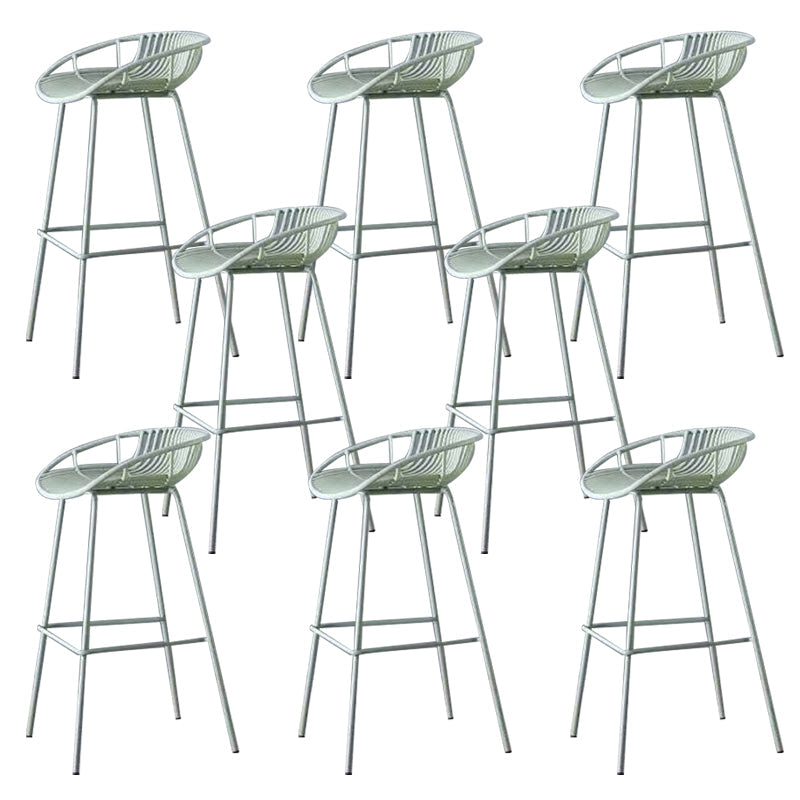 Industrial Metal Dining Stool Backless Bar Stool with Footrest