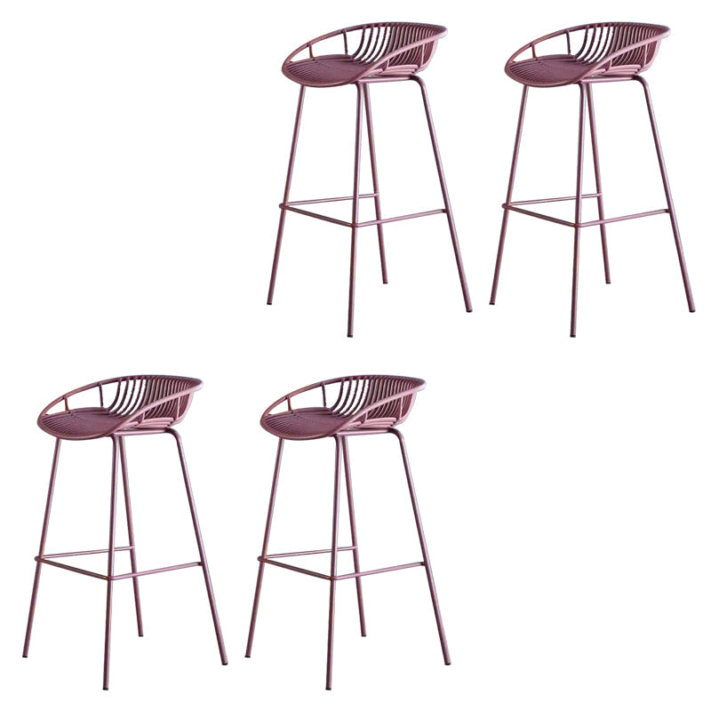 Industrial Metal Dining Stool Backless Bar Stool with Footrest
