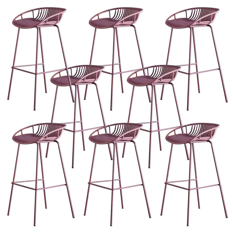 Industrial Metal Dining Stool Backless Bar Stool with Footrest