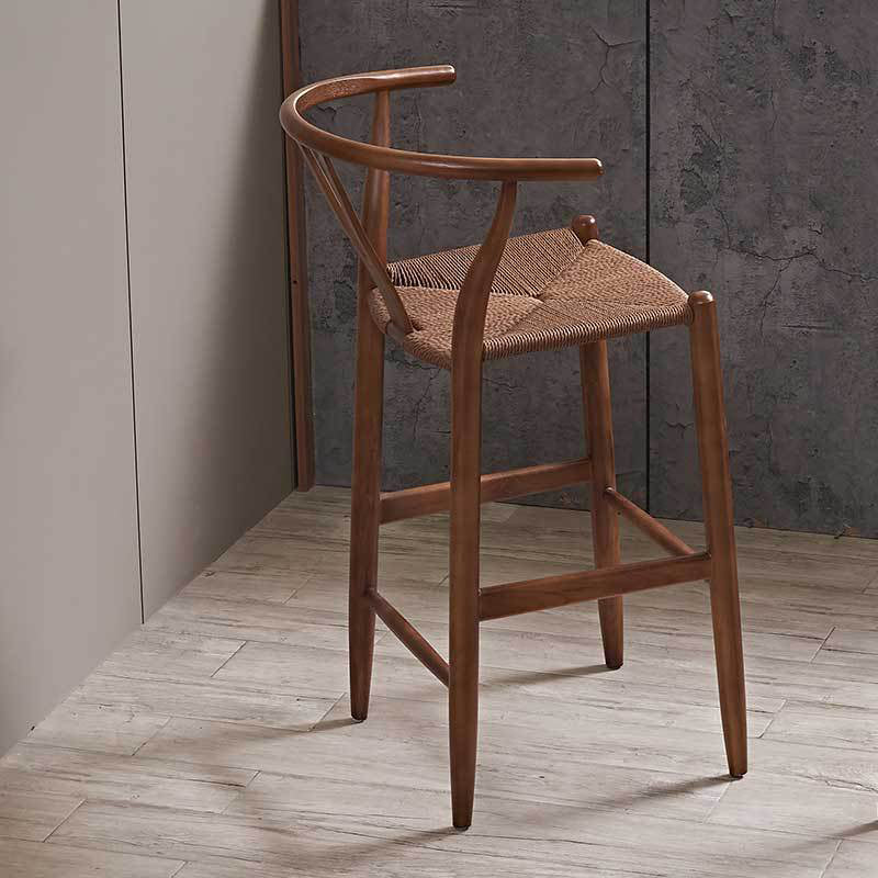 Industrial Low Back Dining Stool Solid Wood Bar Stool with Footrest Clearhalo 'Bar Furniture' 'Bar Stools' 'bar_stools' 'furn' 'furn_bar_stools' 'Furniture' 'Kitchen & Dining Furniture' 6580349