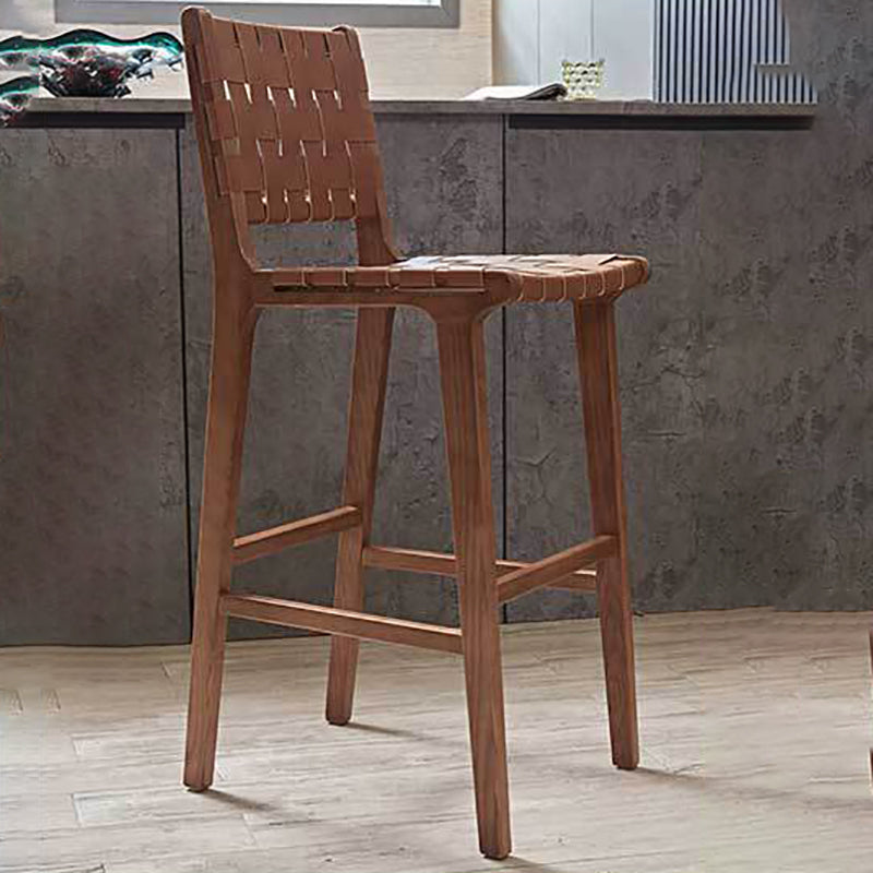 Industrial Low Back Dining Stool Solid Wood Bar Stool with Footrest Clearhalo 'Bar Furniture' 'Bar Stools' 'bar_stools' 'furn' 'furn_bar_stools' 'Furniture' 'Kitchen & Dining Furniture' 6580353