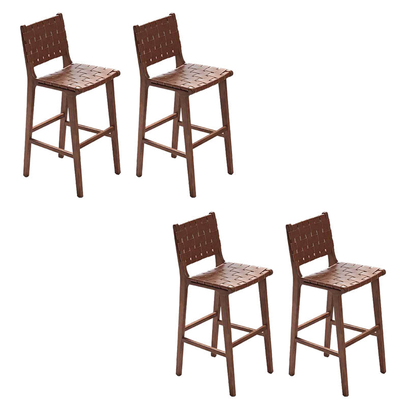 Industrial Low Back Dining Stool Solid Wood Bar Stool with Footrest Faux Leather 4 Piece Set Clearhalo 'Bar Furniture' 'Bar Stools' 'bar_stools' 'furn' 'furn_bar_stools' 'Furniture' 'Kitchen & Dining Furniture' 6580357