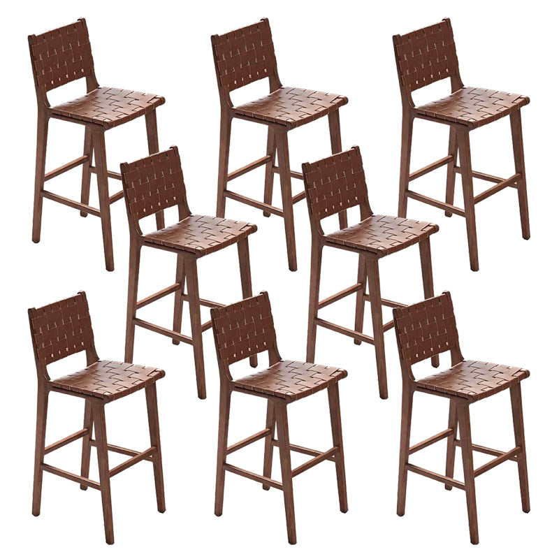 Industrial Low Back Dining Stool Solid Wood Bar Stool with Footrest Faux Leather 8 Piece Set Clearhalo 'Bar Furniture' 'Bar Stools' 'bar_stools' 'furn' 'furn_bar_stools' 'Furniture' 'Kitchen & Dining Furniture' 6580361