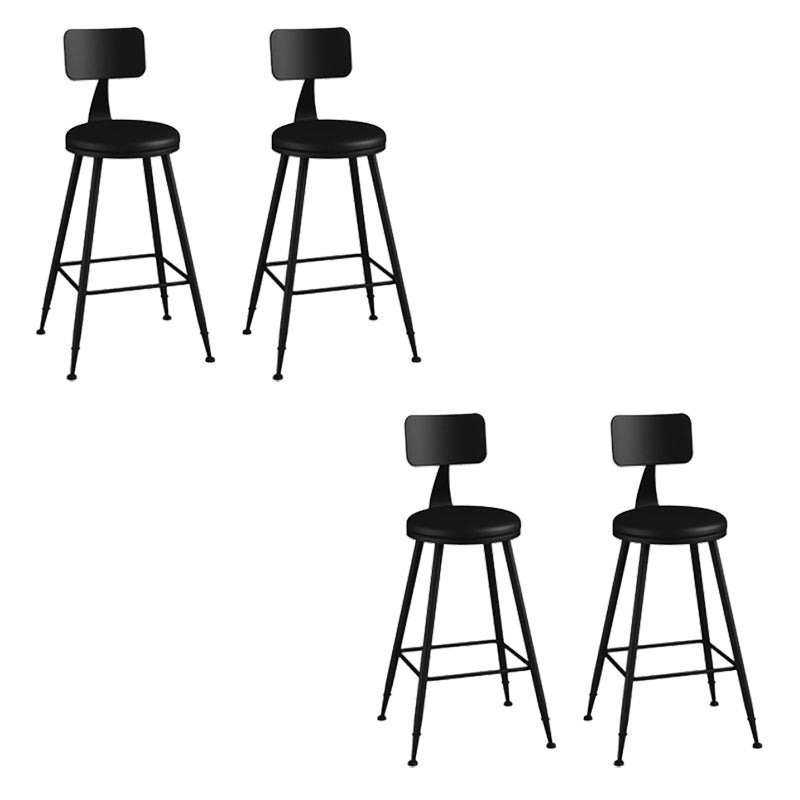 Modern Armless Backrest Counter Stool Iron Bar Stool with Seat and Pedal for Bar Black 4 Piece Set Counter Stool(26"H) Clearhalo 'Bar Furniture' 'Bar Stools' 'bar_stools' 'furn' 'furn_bar_stools' 'Furniture' 'Kitchen & Dining Furniture' 6580367
