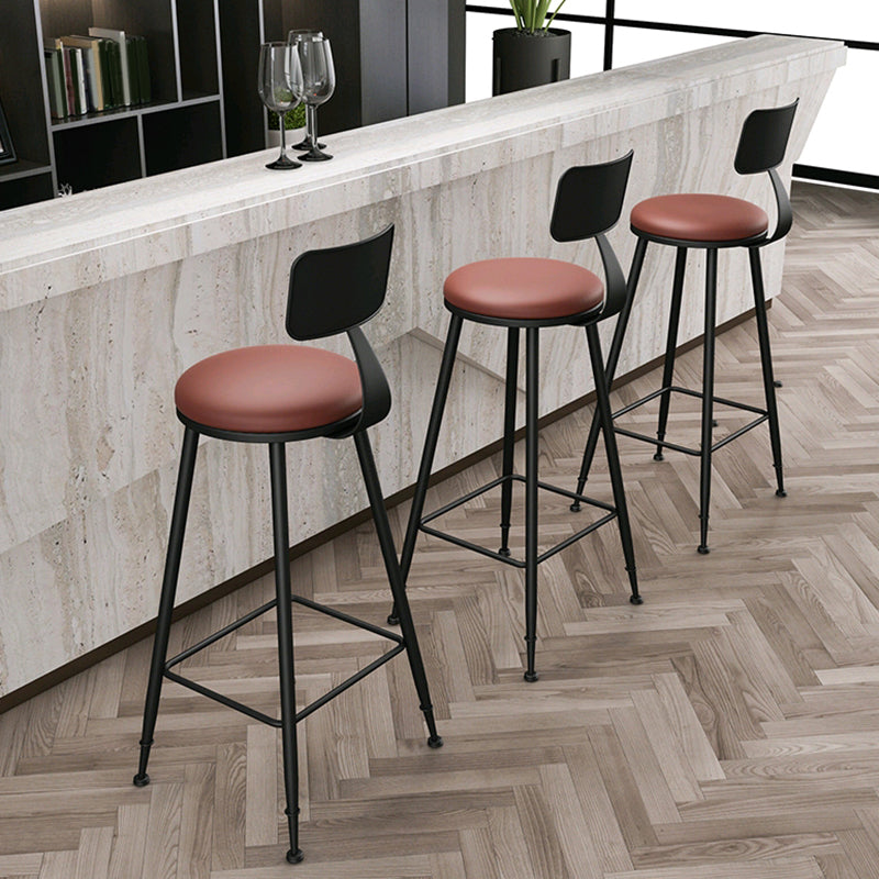 Modern Armless Backrest Counter Stool Iron Bar Stool with Seat and Pedal for Bar Clearhalo 'Bar Furniture' 'Bar Stools' 'bar_stools' 'furn' 'furn_bar_stools' 'Furniture' 'Kitchen & Dining Furniture' 6580368