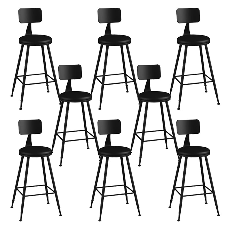 Modern Armless Backrest Counter Stool Iron Bar Stool with Seat and Pedal for Bar Black 8 Piece Set Counter Stool(26"H) Clearhalo 'Bar Furniture' 'Bar Stools' 'bar_stools' 'furn' 'furn_bar_stools' 'Furniture' 'Kitchen & Dining Furniture' 6580369