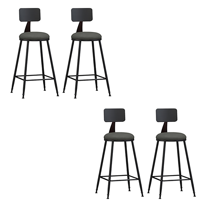 Modern Armless Backrest Counter Stool Iron Bar Stool with Seat and Pedal for Bar Grey 4 Piece Set Counter Stool(26"H) Clearhalo 'Bar Furniture' 'Bar Stools' 'bar_stools' 'furn' 'furn_bar_stools' 'Furniture' 'Kitchen & Dining Furniture' 6580370