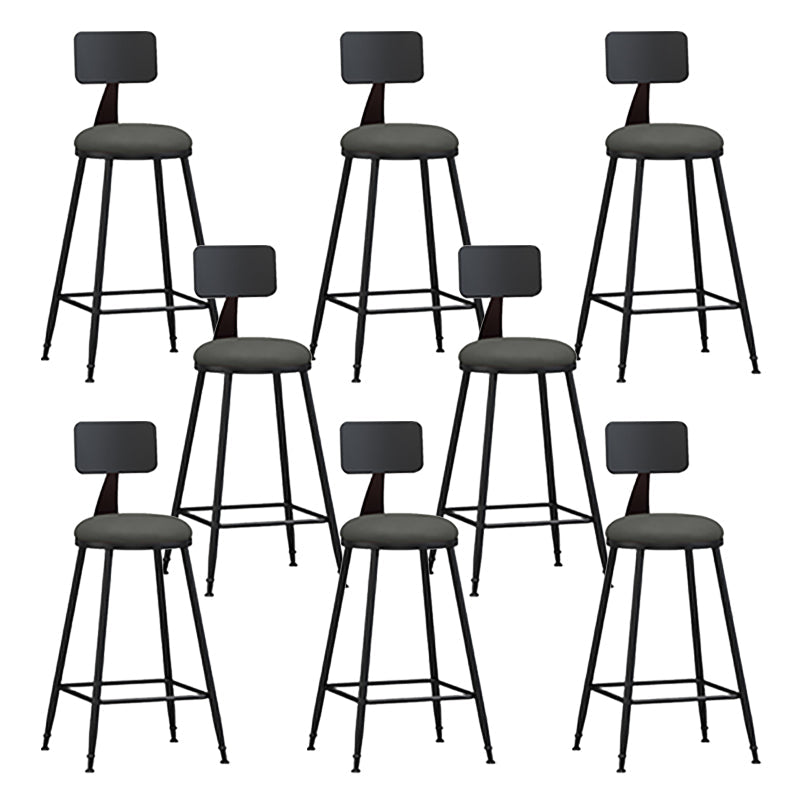 Modern Armless Backrest Counter Stool Iron Bar Stool with Seat and Pedal for Bar Grey 8 Piece Set Counter Stool(26"H) Clearhalo 'Bar Furniture' 'Bar Stools' 'bar_stools' 'furn' 'furn_bar_stools' 'Furniture' 'Kitchen & Dining Furniture' 6580373
