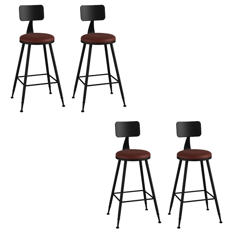 Modern Armless Backrest Counter Stool Iron Bar Stool with Seat and Pedal for Bar Brown 4 Piece Set Counter Stool(26"H) Clearhalo 'Bar Furniture' 'Bar Stools' 'bar_stools' 'furn' 'furn_bar_stools' 'Furniture' 'Kitchen & Dining Furniture' 6580375