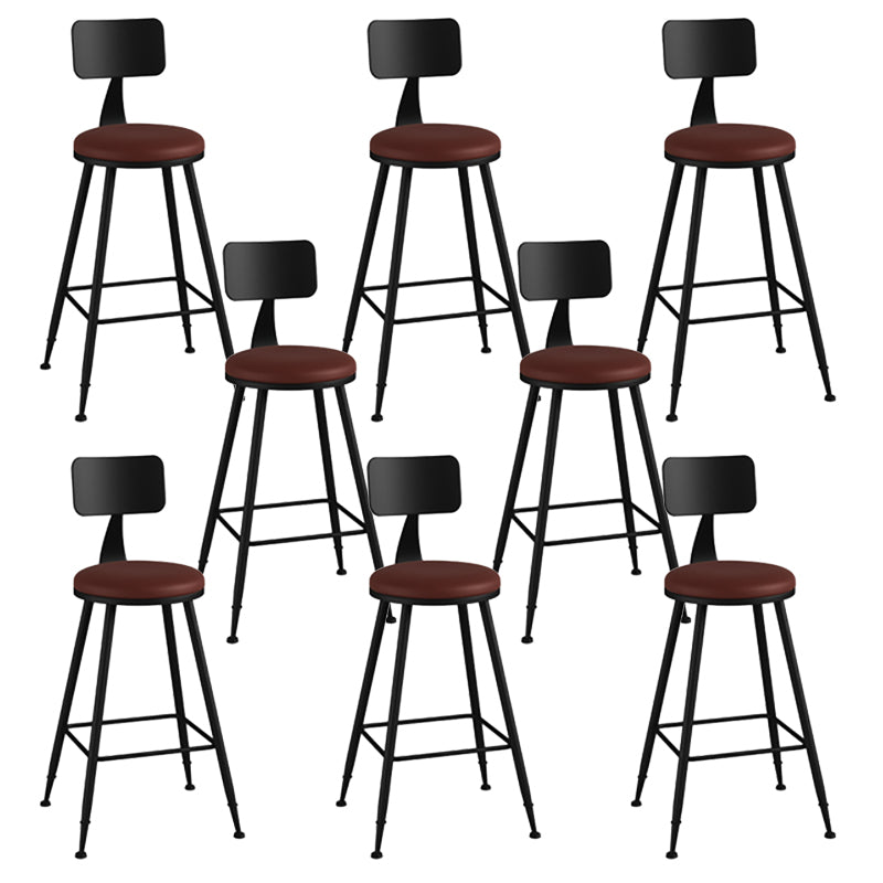 Modern Armless Backrest Counter Stool Iron Bar Stool with Seat and Pedal for Bar Brown 8 Piece Set Counter Stool(26"H) Clearhalo 'Bar Furniture' 'Bar Stools' 'bar_stools' 'furn' 'furn_bar_stools' 'Furniture' 'Kitchen & Dining Furniture' 6580377