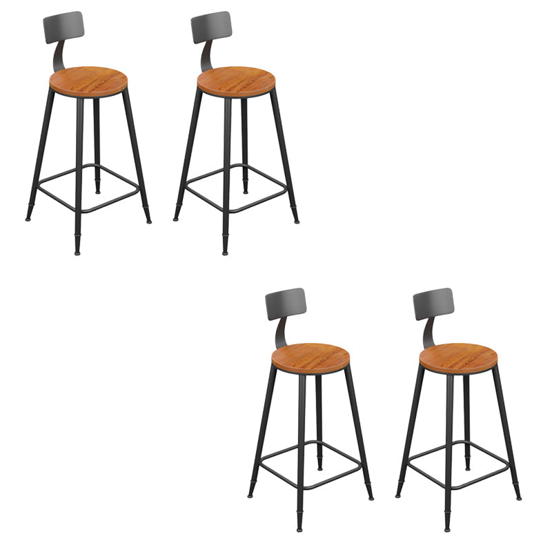 Modern Armless Backrest Counter Stool Iron Bar Stool with Seat and Pedal for Bar Light Brown 4 Piece Set Counter Stool(26"H) Clearhalo 'Bar Furniture' 'Bar Stools' 'bar_stools' 'furn' 'furn_bar_stools' 'Furniture' 'Kitchen & Dining Furniture' 6580379