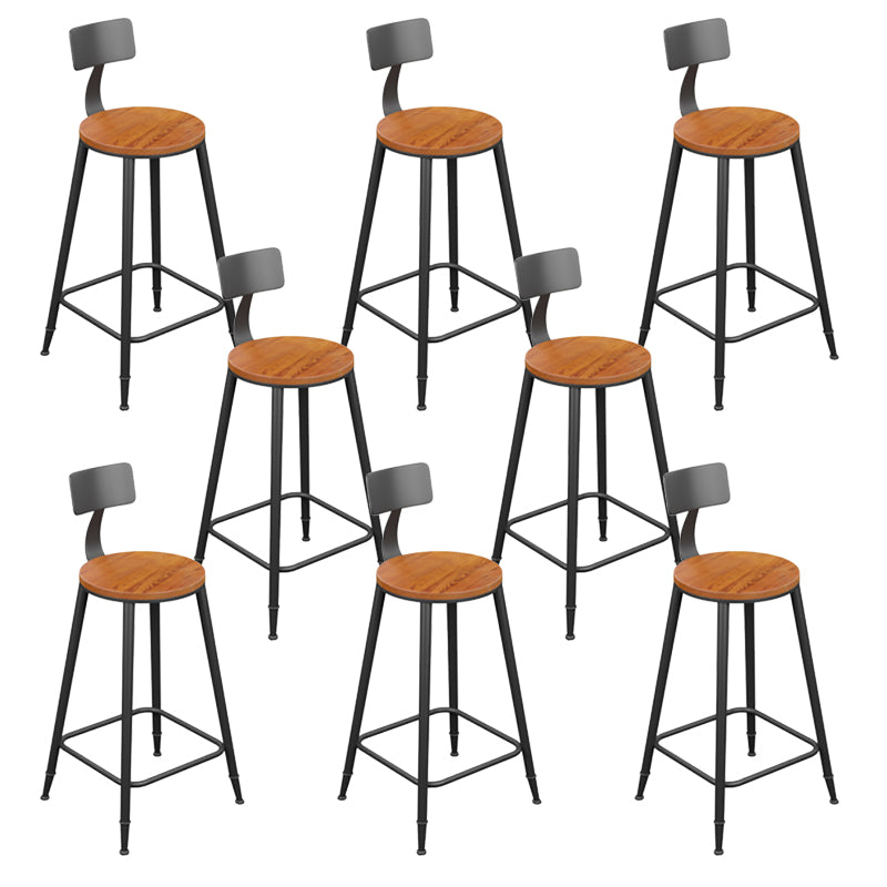 Modern Armless Backrest Counter Stool Iron Bar Stool with Seat and Pedal for Bar Light Brown 8 Piece Set Counter Stool(26"H) Clearhalo 'Bar Furniture' 'Bar Stools' 'bar_stools' 'furn' 'furn_bar_stools' 'Furniture' 'Kitchen & Dining Furniture' 6580380