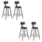 Modern Armless Backrest Counter Stool Iron Bar Stool with Seat and Pedal for Bar Dark Brown 4 Piece Set Counter Stool(26"H) Clearhalo 'Bar Furniture' 'Bar Stools' 'bar_stools' 'furn' 'furn_bar_stools' 'Furniture' 'Kitchen & Dining Furniture' 6580383