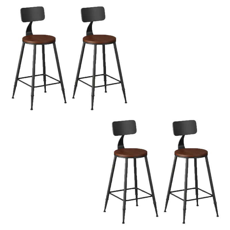 Modern Armless Backrest Counter Stool Iron Bar Stool with Seat and Pedal for Bar Dark Brown 4 Piece Set Counter Stool(26"H) Clearhalo 'Bar Furniture' 'Bar Stools' 'bar_stools' 'furn' 'furn_bar_stools' 'Furniture' 'Kitchen & Dining Furniture' 6580383
