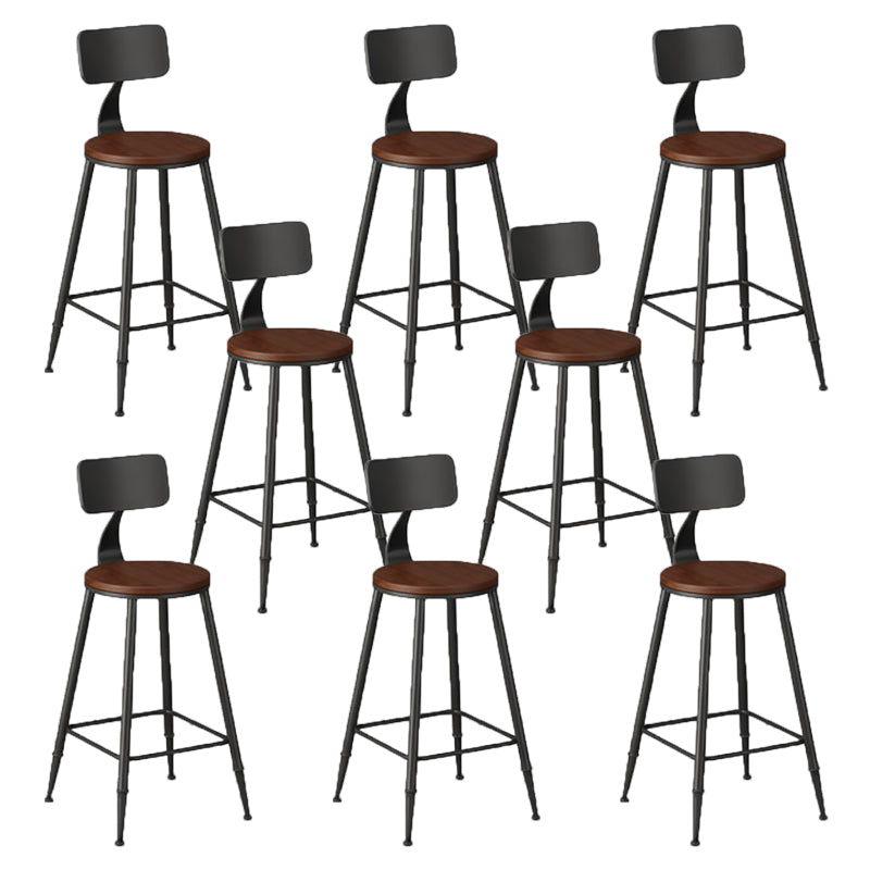 Modern Armless Backrest Counter Stool Iron Bar Stool with Seat and Pedal for Bar Dark Brown 8 Piece Set Counter Stool(26"H) Clearhalo 'Bar Furniture' 'Bar Stools' 'bar_stools' 'furn' 'furn_bar_stools' 'Furniture' 'Kitchen & Dining Furniture' 6580384