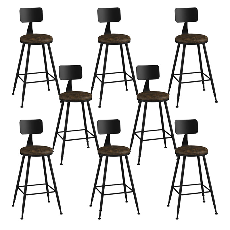 Modern Armless Backrest Counter Stool Iron Bar Stool with Seat and Pedal for Bar Tan 8 Piece Set Counter Stool(26"H) Clearhalo 'Bar Furniture' 'Bar Stools' 'bar_stools' 'furn' 'furn_bar_stools' 'Furniture' 'Kitchen & Dining Furniture' 6580389