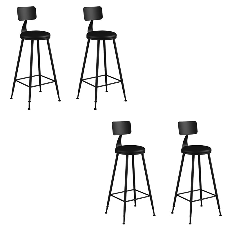 Modern Armless Backrest Counter Stool Iron Bar Stool with Seat and Pedal for Bar Black 4 Piece Set Bar Stool(30"H) Clearhalo 'Bar Furniture' 'Bar Stools' 'bar_stools' 'furn' 'furn_bar_stools' 'Furniture' 'Kitchen & Dining Furniture' 6580391
