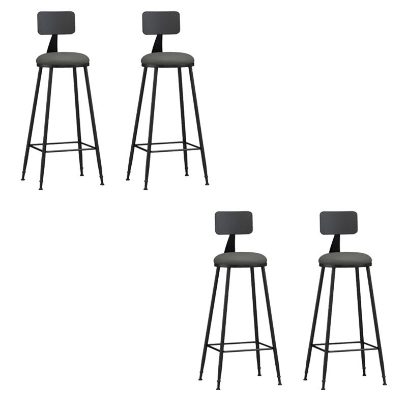 Modern Armless Backrest Counter Stool Iron Bar Stool with Seat and Pedal for Bar Grey 4 Piece Set Bar Stool(30"H) Clearhalo 'Bar Furniture' 'Bar Stools' 'bar_stools' 'furn' 'furn_bar_stools' 'Furniture' 'Kitchen & Dining Furniture' 6580395