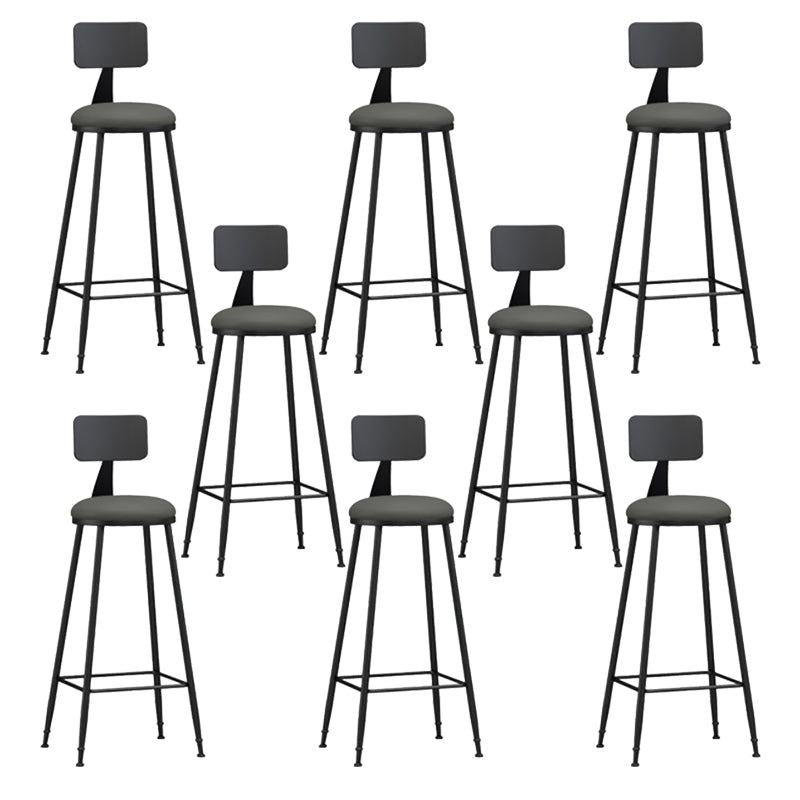 Modern Armless Backrest Counter Stool Iron Bar Stool with Seat and Pedal for Bar Grey 8 Piece Set Bar Stool(30"H) Clearhalo 'Bar Furniture' 'Bar Stools' 'bar_stools' 'furn' 'furn_bar_stools' 'Furniture' 'Kitchen & Dining Furniture' 6580396
