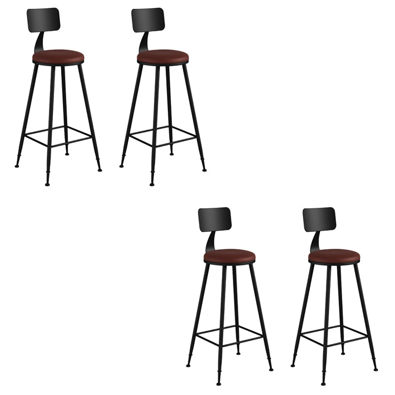 Modern Armless Backrest Counter Stool Iron Bar Stool with Seat and Pedal for Bar Brown 4 Piece Set Bar Stool(30"H) Clearhalo 'Bar Furniture' 'Bar Stools' 'bar_stools' 'furn' 'furn_bar_stools' 'Furniture' 'Kitchen & Dining Furniture' 6580397