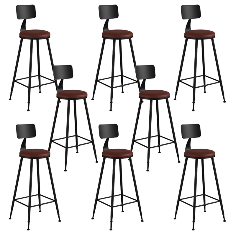 Modern Armless Backrest Counter Stool Iron Bar Stool with Seat and Pedal for Bar Brown 8 Piece Set Bar Stool(30"H) Clearhalo 'Bar Furniture' 'Bar Stools' 'bar_stools' 'furn' 'furn_bar_stools' 'Furniture' 'Kitchen & Dining Furniture' 6580398