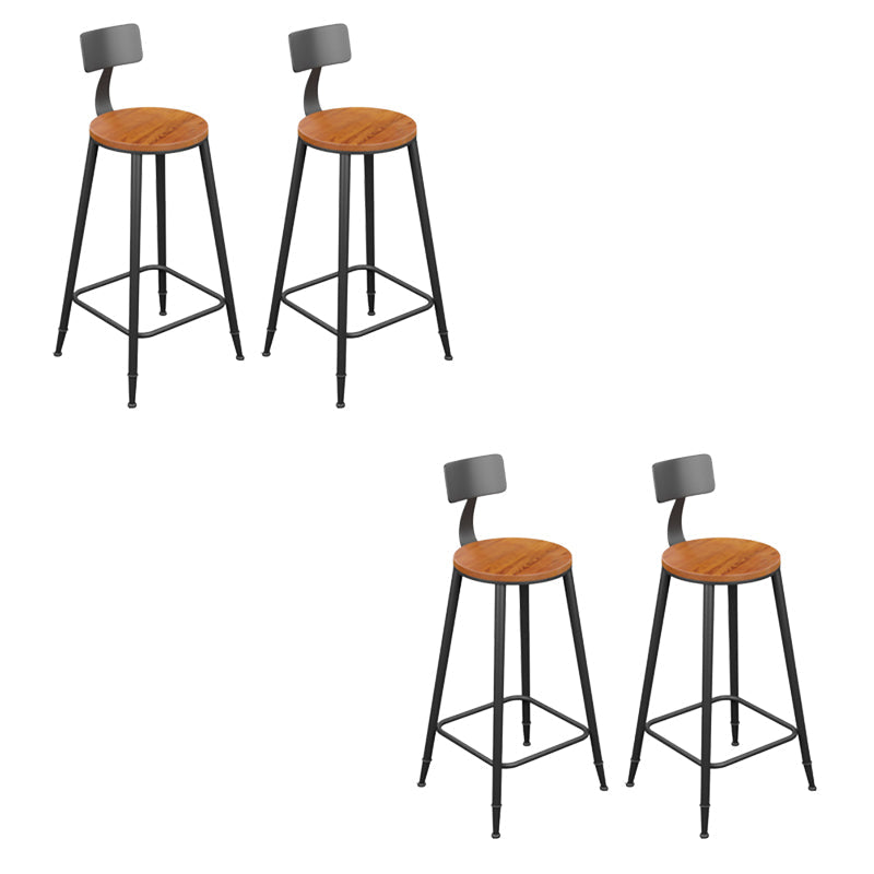 Modern Armless Backrest Counter Stool Iron Bar Stool with Seat and Pedal for Bar Light Brown 4 Piece Set Bar Stool(30"H) Clearhalo 'Bar Furniture' 'Bar Stools' 'bar_stools' 'furn' 'furn_bar_stools' 'Furniture' 'Kitchen & Dining Furniture' 6580399