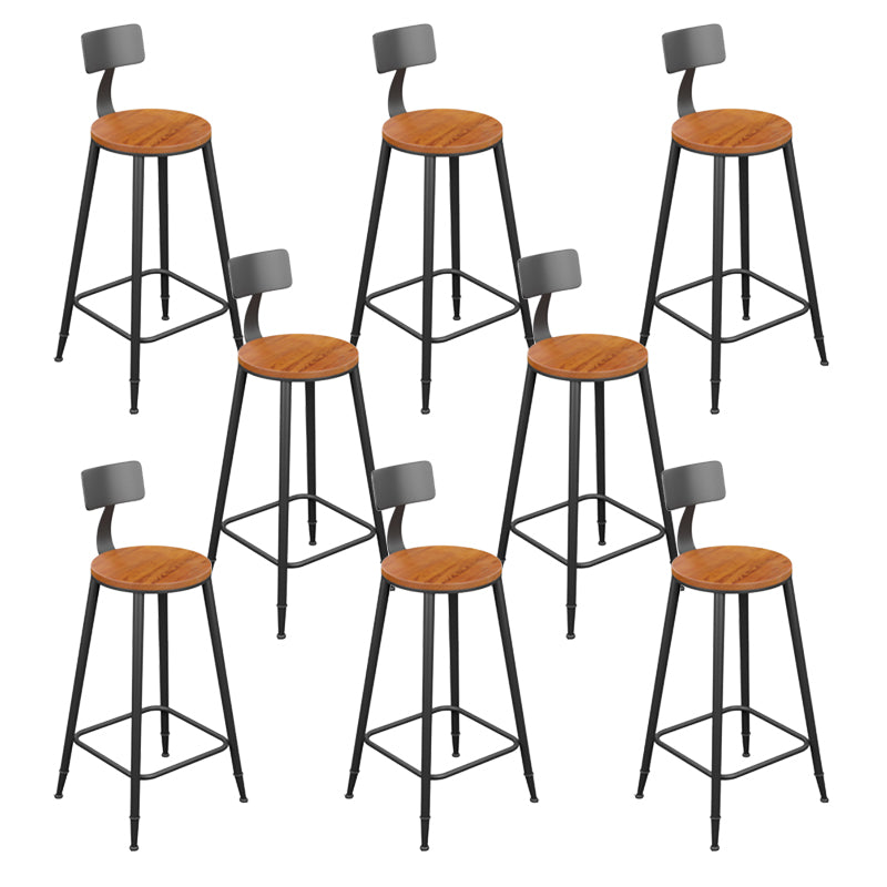Modern Armless Backrest Counter Stool Iron Bar Stool with Seat and Pedal for Bar Light Brown 8 Piece Set Bar Stool(30"H) Clearhalo 'Bar Furniture' 'Bar Stools' 'bar_stools' 'furn' 'furn_bar_stools' 'Furniture' 'Kitchen & Dining Furniture' 6580400