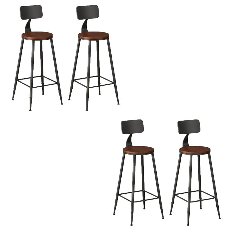 Modern Armless Backrest Counter Stool Iron Bar Stool with Seat and Pedal for Bar Dark Brown 4 Piece Set Bar Stool(30"H) Clearhalo 'Bar Furniture' 'Bar Stools' 'bar_stools' 'furn' 'furn_bar_stools' 'Furniture' 'Kitchen & Dining Furniture' 6580401