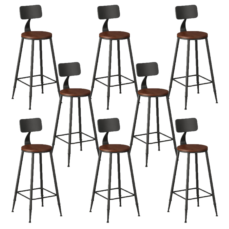 Modern Armless Backrest Counter Stool Iron Bar Stool with Seat and Pedal for Bar Dark Brown 8 Piece Set Bar Stool(30"H) Clearhalo 'Bar Furniture' 'Bar Stools' 'bar_stools' 'furn' 'furn_bar_stools' 'Furniture' 'Kitchen & Dining Furniture' 6580402