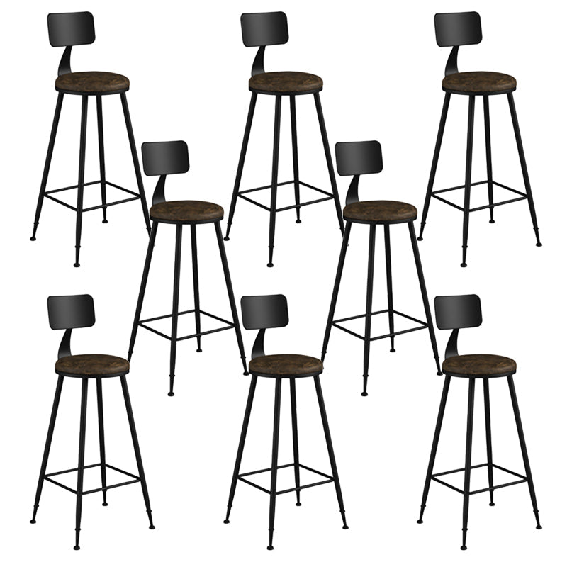 Modern Armless Backrest Counter Stool Iron Bar Stool with Seat and Pedal for Bar Tan 8 Piece Set Bar Stool(30"H) Clearhalo 'Bar Furniture' 'Bar Stools' 'bar_stools' 'furn' 'furn_bar_stools' 'Furniture' 'Kitchen & Dining Furniture' 6580404