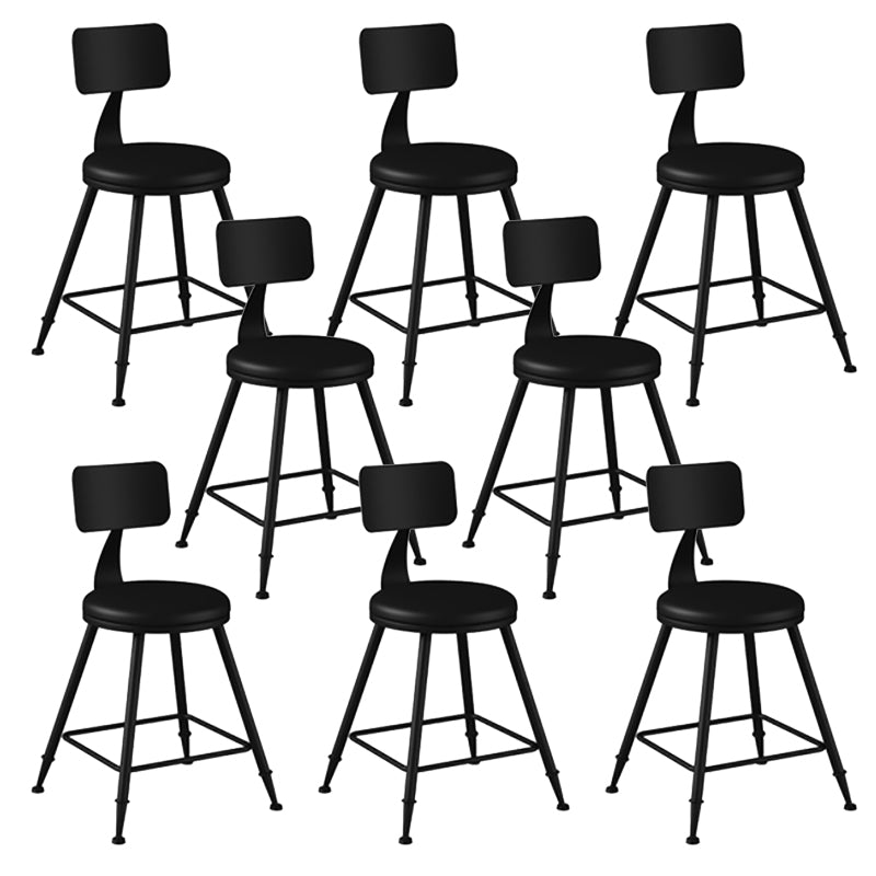 Modern Armless Backrest Counter Stool Iron Bar Stool with Seat and Pedal for Bar Black 8 Piece Set Short Stool(18"H) Clearhalo 'Bar Furniture' 'Bar Stools' 'bar_stools' 'furn' 'furn_bar_stools' 'Furniture' 'Kitchen & Dining Furniture' 6580406